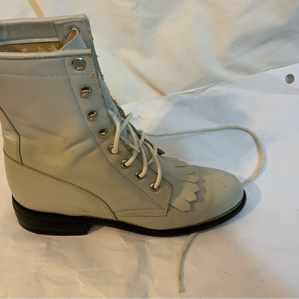 Diamond J Kiltie cream  Justin Lace up Leather Rodeo Western Size 5.5 B